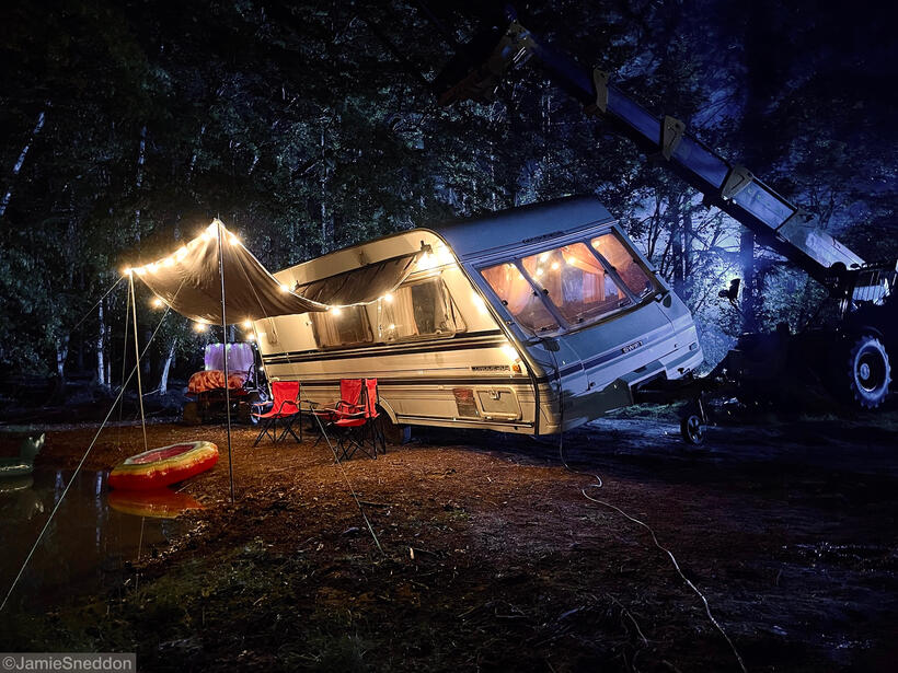 Winnie the Pooh Blood &amp; Honey 2 - Pooh flipping the caravan