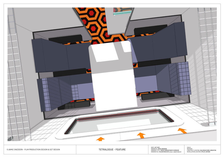 Tetralogue: I'm Right. You're Wrong - feature - train compartment colour wash top down perspective 2