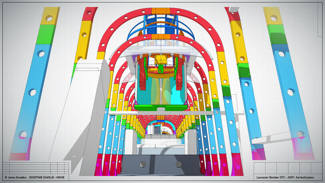 Goodtime Charlie - Lancaster Set Plans - Forward view from Elsan toilet at rear showing Mid Upper turret - Sketchup