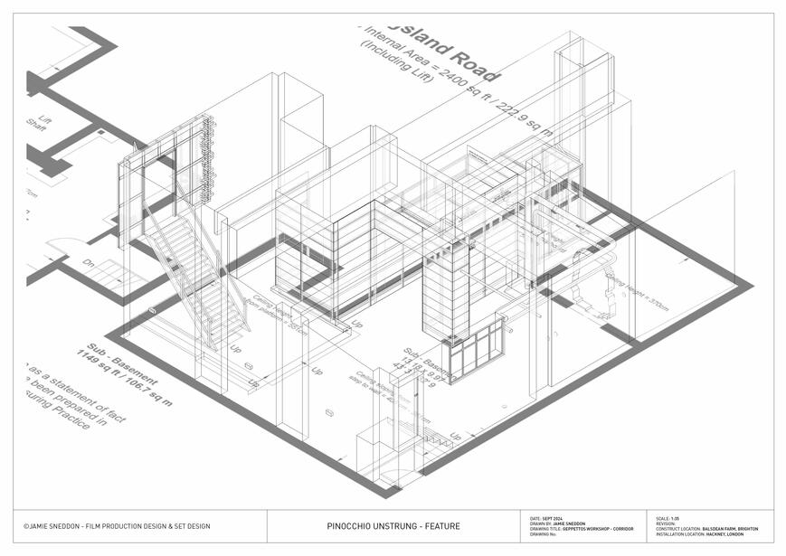 Pinocchio Unstrung - Geppetto's Workshop - Corridor Section Plan Drawings &amp; Floorplan