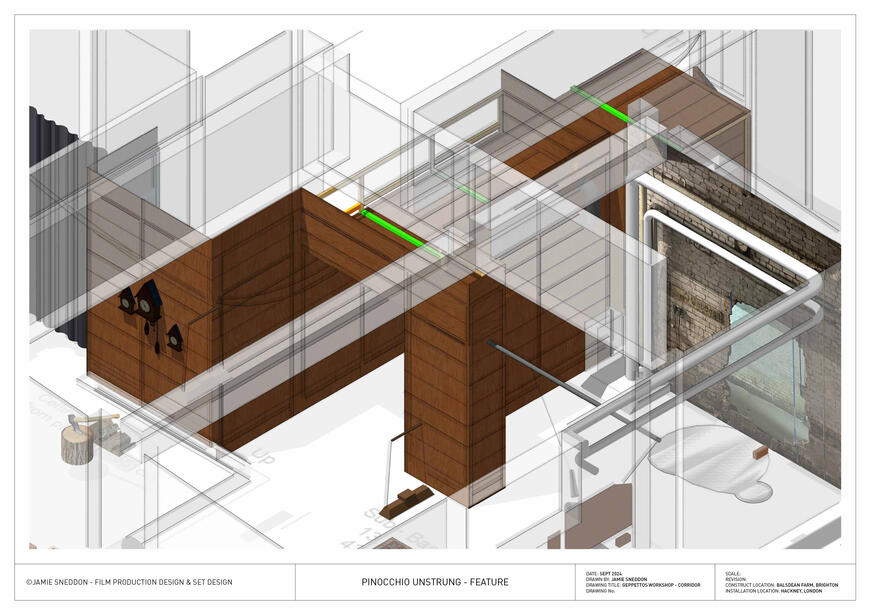 Pinocchio Unstrung - Geppetto's Workshop - Corridor Section - In Situ - Colour Wash