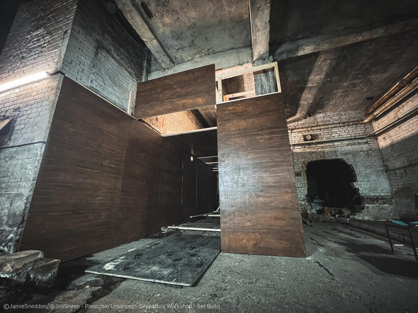 Pinocchio Unstrung - Geppetto's Workshop - Basement Location - Set Installation