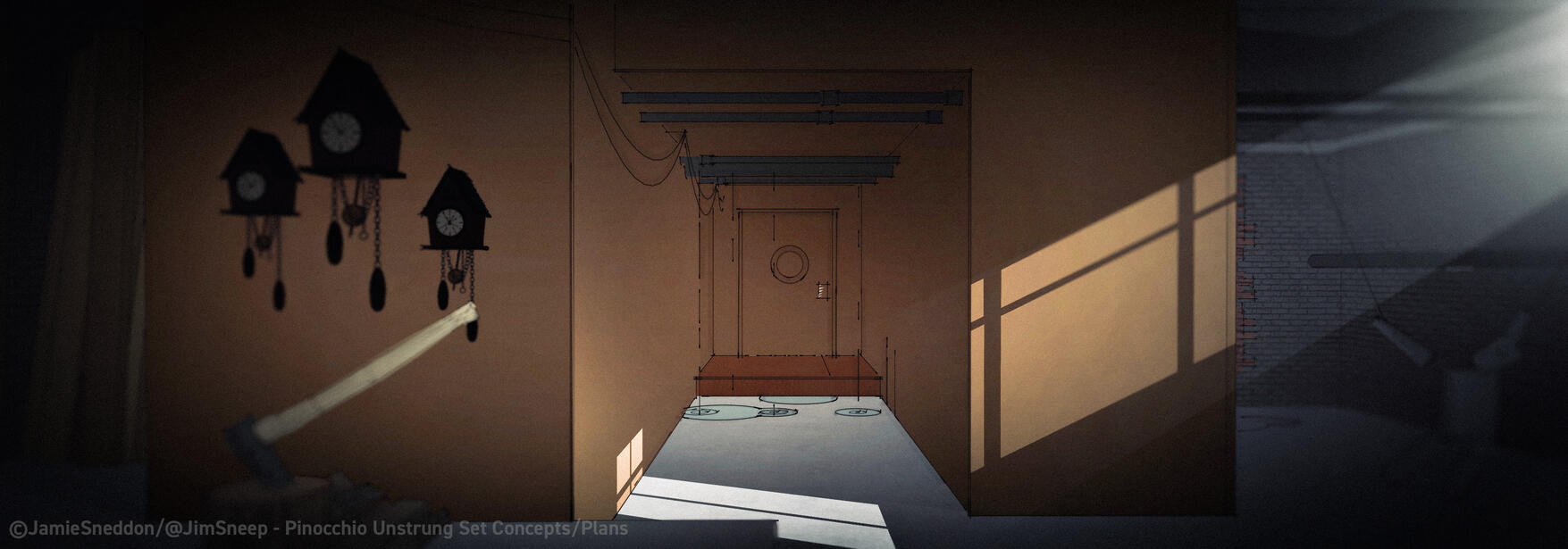 Pinocchio Unstrung - Geppetto's Workshop - Concept Art