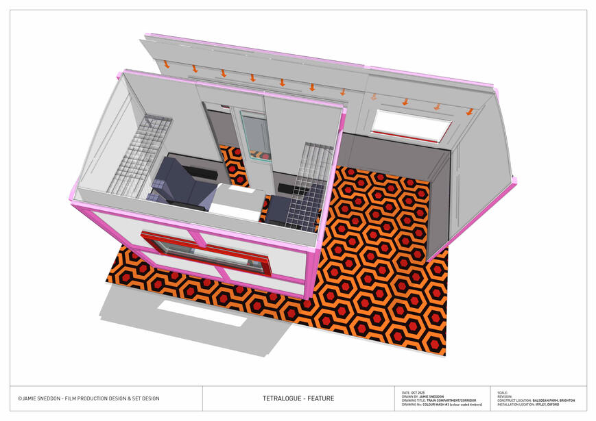 Tetralogue: I'm Right. You're Wrong - feature - train compartment colour wash top down perspective