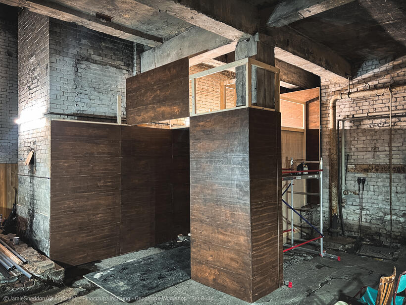 Pinocchio Unstrung - Geppetto's Workshop - Basement Location - Set Installation