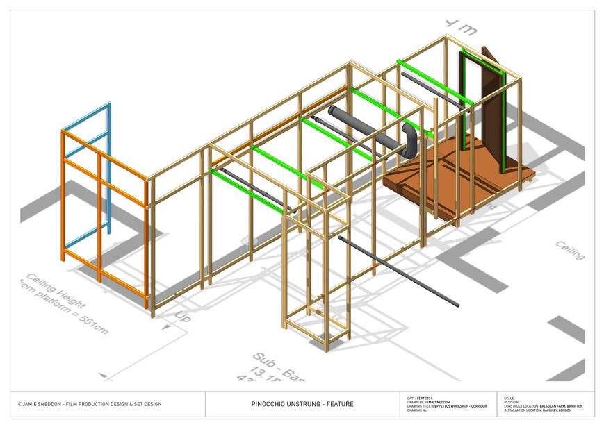 Pinocchio Unstrung - Geppetto's Workshop - Corridor Section - Framework - Colour Wash