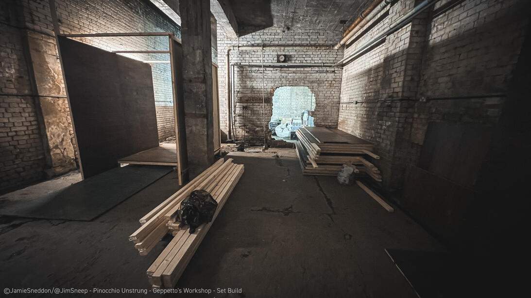 Pinocchio Unstrung - Geppetto's Workshop - Basement Location - Set Installation