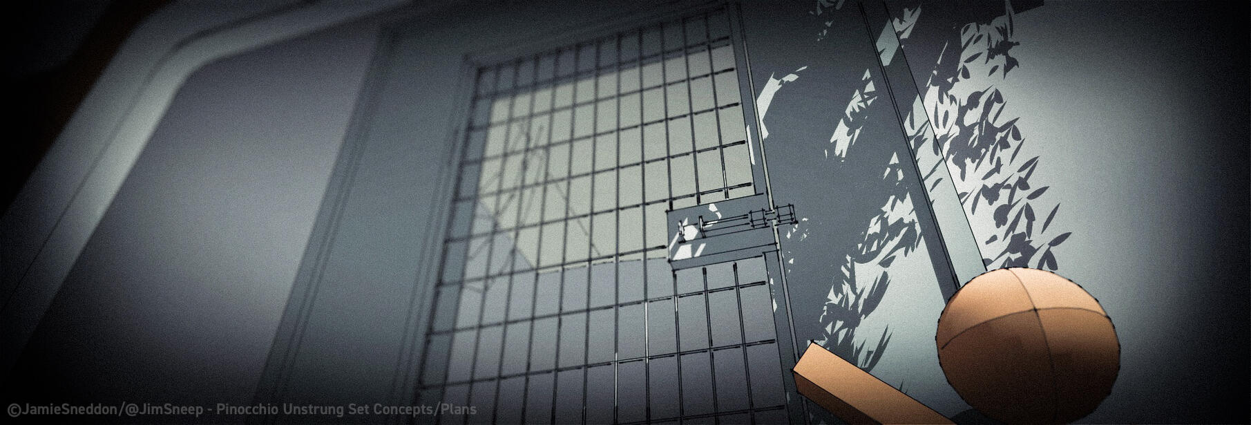 Pinocchio Unstrung - Hydroponic Lab Cell Door - Concept Art