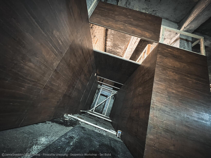 Pinocchio Unstrung - Geppetto's Workshop - Basement Location - Set Installation