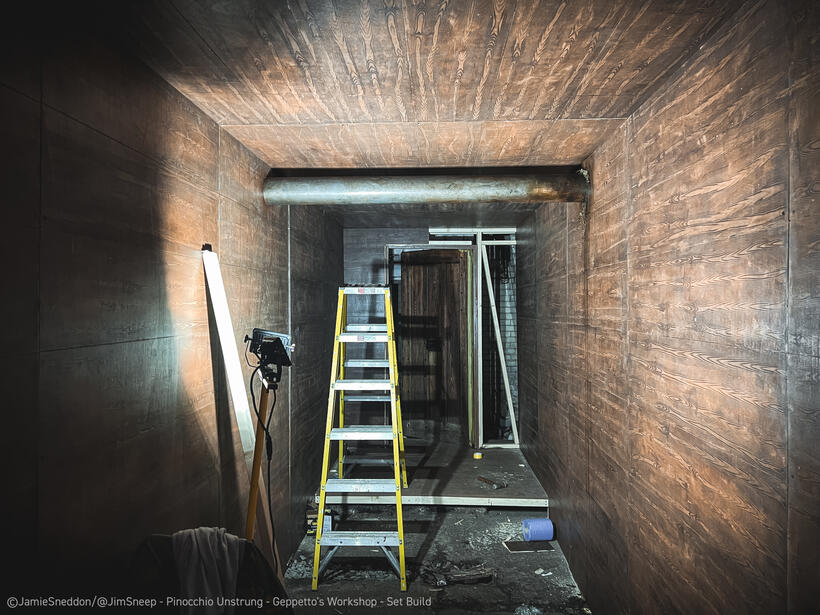 Pinocchio Unstrung - Geppetto's Workshop - Basement Location - Set Installation