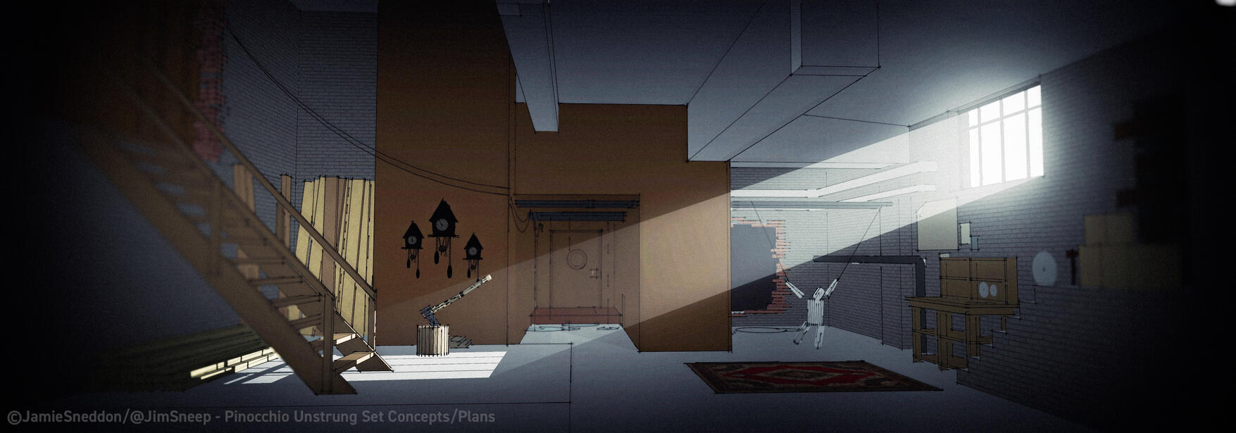 Pinocchio Unstrung - Geppetto's Workshop - Concept Art